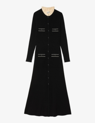 Sandro Knit Maxi Dress In Black