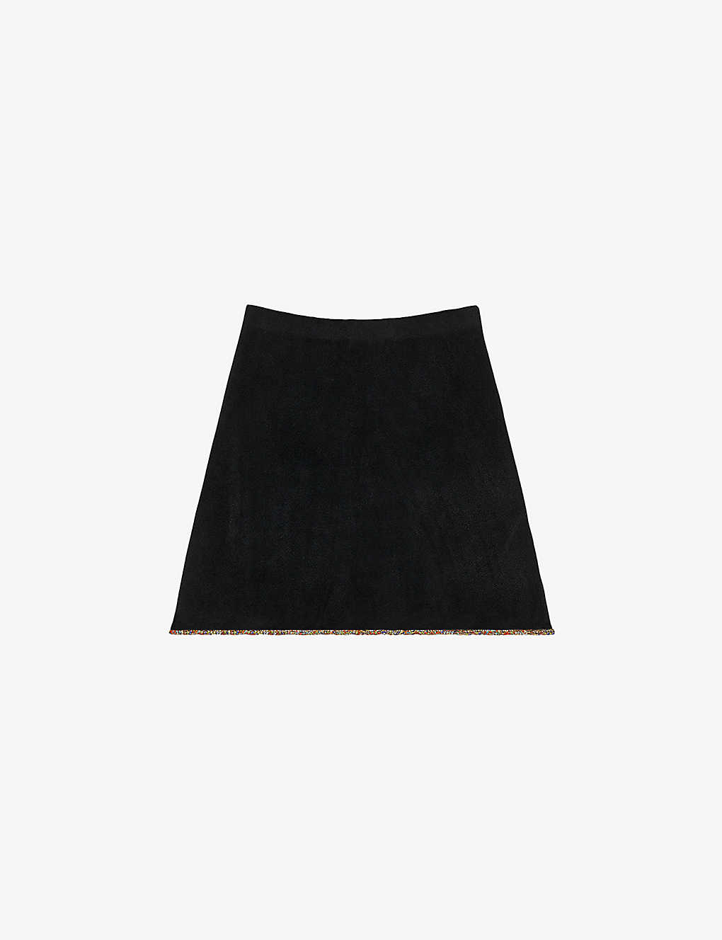 Sandro Womens Black Beaded-trims High-rise Stretch-woven Mini Skirt