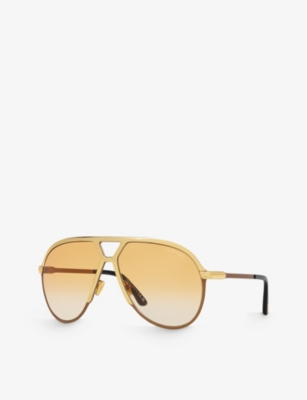 Tom Ford Womens Gold Tr001674 Xavier Aviator-frame Metal Sunglasses In Gold