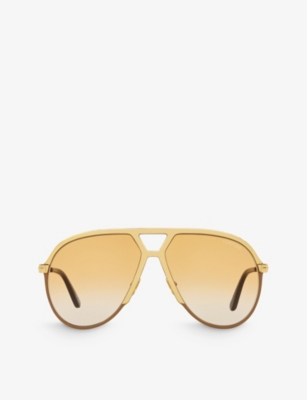 Tom Ford Womens Gold Tr001674 Xavier Aviator-frame Metal Sunglasses