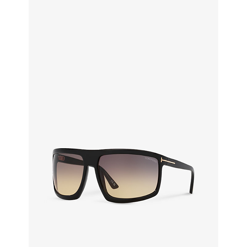 Shop Tom Ford Men's Black Tr001675 Clint Square-frame Polyamide Sunglasses