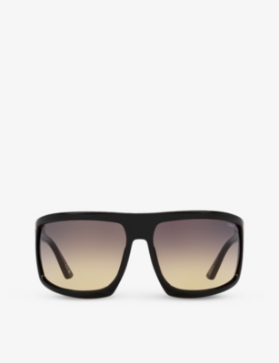 Tom Ford Mens Black Tr001675 Clint Square-frame Polyamide Sunglasses