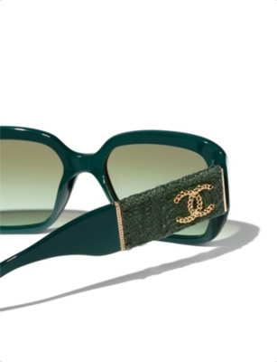 Pre-owned Chanel Womens Green Ch5512 Square-frame Acetate Sunglasses