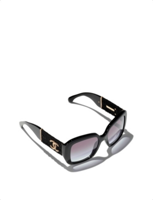 Pre-owned Chanel Womens Black Ch5512 Square-frame Acetate Sunglasses