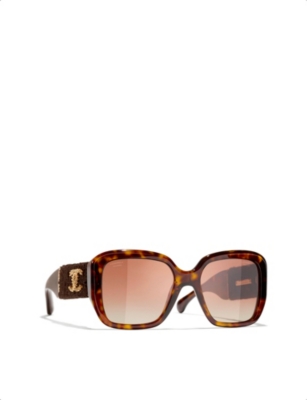 Pre-owned Chanel Womens Brown Ch5512 Square-frame Acetate Sunglasses