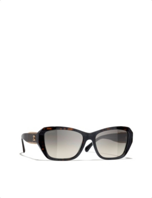 Pre-owned Chanel Womens Black Ch5516 Butterfly-shape Acetate Sunglasses
