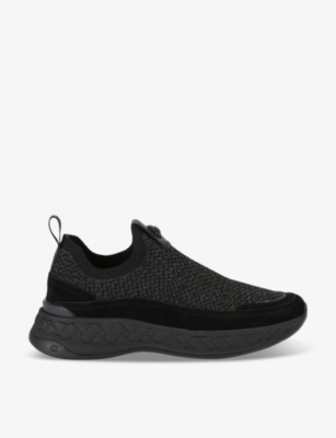 Kurt Geiger London Womens Black Kensington Eagle-embellished Knitted Low-top Trainers In Black
