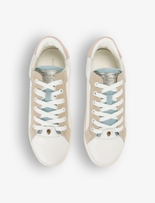 Shop Kurt Geiger Kensington Logo-embossed Low-top Leather Trainers In White/comb