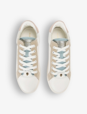 Shop Kurt Geiger London Women's White/comb Kensington Logo-embossed Low-top Leather Trainers