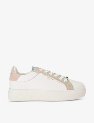 Kurt Geiger Kensington Logo-embossed Low-top Leather Trainers In White/comb