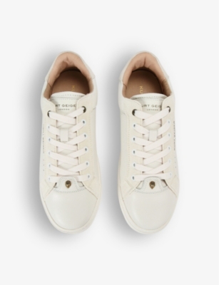 Shop Kurt Geiger Womens White/oth Kensington Logo-embossed Low-top Leather Trainers Eur 36 / 3 Uk