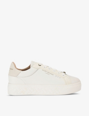 Shop Kurt Geiger Womens White/oth Kensington Logo-embossed Low-top Leather Trainers Eur 36 / 3 Uk