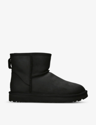 Ugg Womens Black Classic Mini Suede And Shearling Ankle Boots