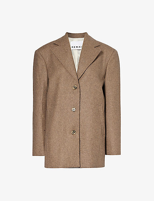 REMAIN BIRGER CHRISTENSEN: Single-breasted boxy-fit wool-blend jacket
