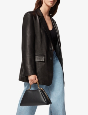 Shop Bvlgari Womens Black Serpentine Leather Top-handle Bag