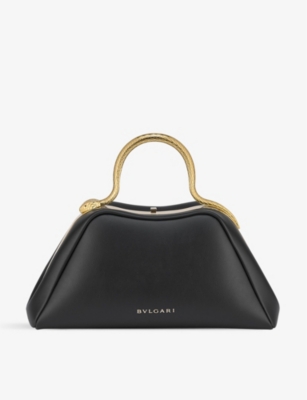 Bvlgari Serpentine Leather Top-handle Bag In Black