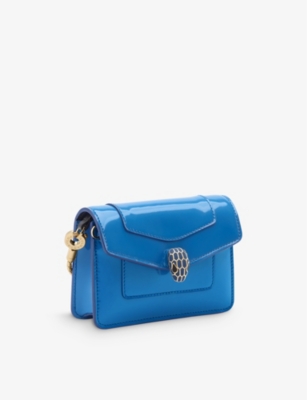 Bvlgari Womens Blue Serpenti Forever Micro Leather Top-handle Bag In Gold