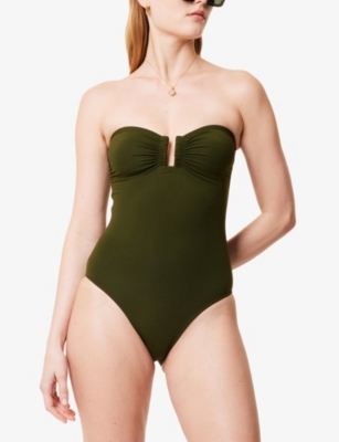 Eres Womens Cassiopee Strapless Swimsuit Vert Mousse In Vert Mousse
