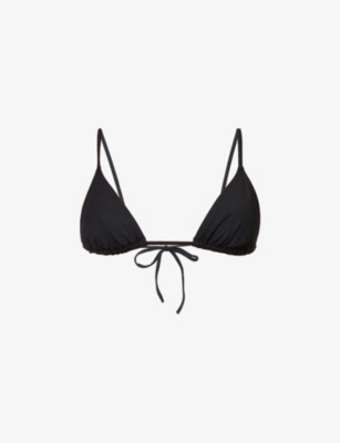 Eres Mouna Black Bikini Top With Triangular Cup And Rear Tie Closure In Tech Fabric Stretch Woman In Black