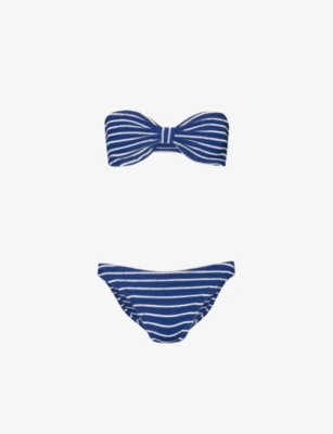 HUNZA G: Stripe-pattern slim-fit bikini