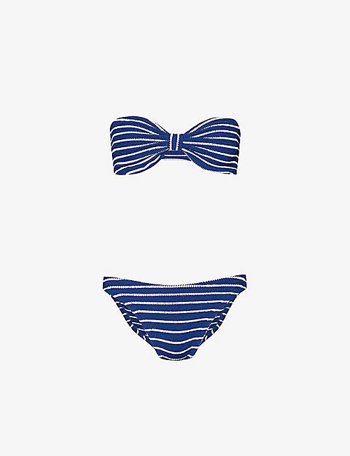 HUNZA G: Stripe-pattern slim-fit bikini