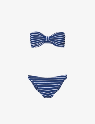 Hunza G Stripe-pattern Slim-fit Bikini In Navy/white