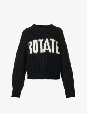 ROTATE BIRGER CHRISTENSEN: Brand-intarsia relaxed-fit wool-blend jumper