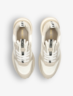 Shop Kg Kurt Geiger Women's White/comb Legend Panelled Faux-leather And Mesh Low-top Trainers