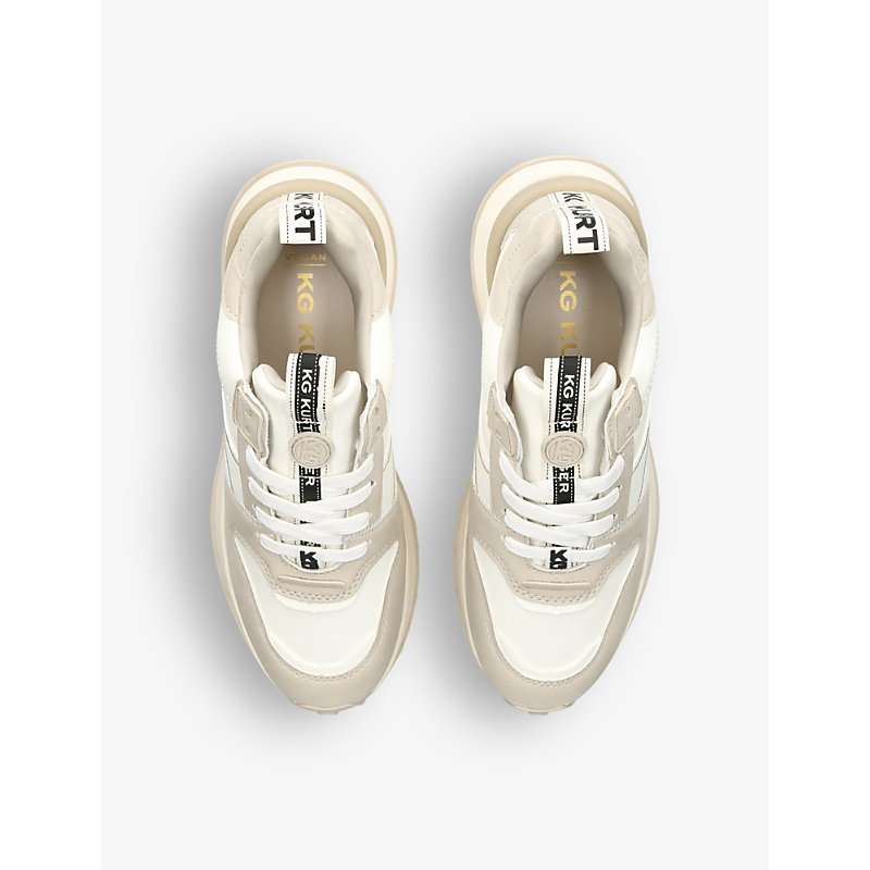Shop Kg Kurt Geiger Legend Panelled Faux-leather And Mesh Low-top Trainers In White/comb