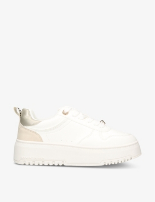 Kg Kurt Geiger Womens White Lana Faux-leather And Faux-suede Low-top Flatform Trainers