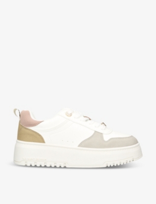KG KURT GEIGER: Lana faux-leather and faux-suede low-top flatform trainers