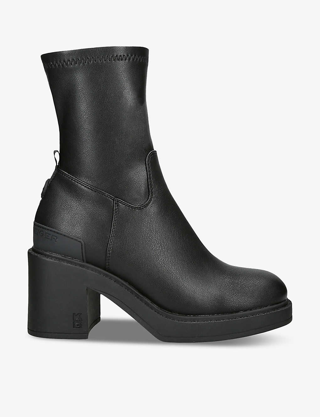 Kg Kurt Geiger Womens Black Tate Tonal-stitch Faux-leather Heeled Ankle Boots