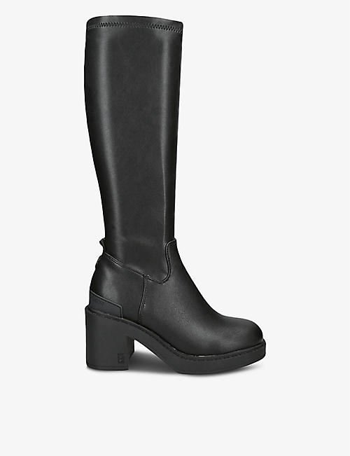 KG KURT GEIGER: Tate tonal-stitch faux-leather heeled knee-high boots