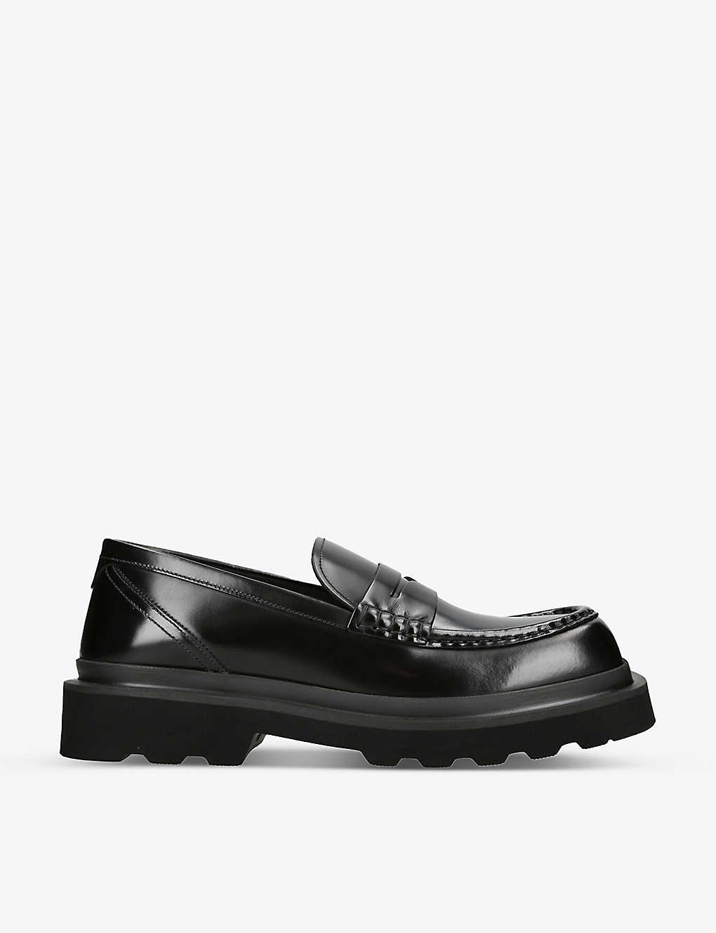 Shop Dolce & Gabbana Men's Black City Trek Leather Loafers