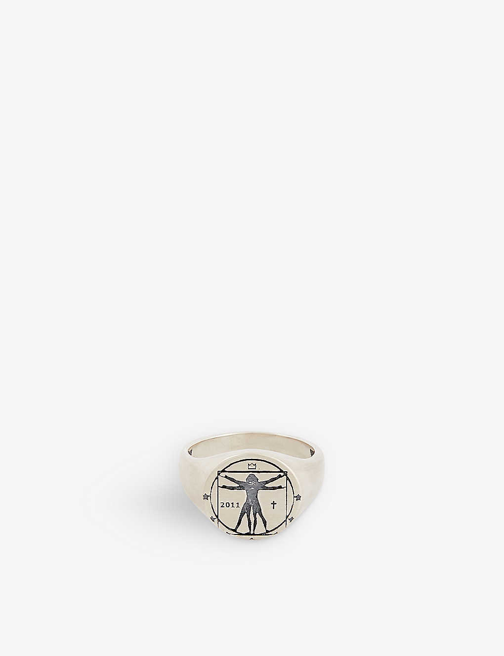 Serge Denimes Vitruvian-engraved Oxidised-finish Sterling-silver Ring