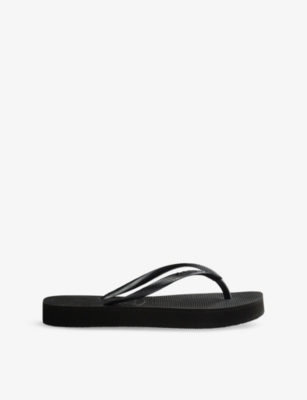 Havaianas Womens Black Slim Flatform Rubber Flip Flops