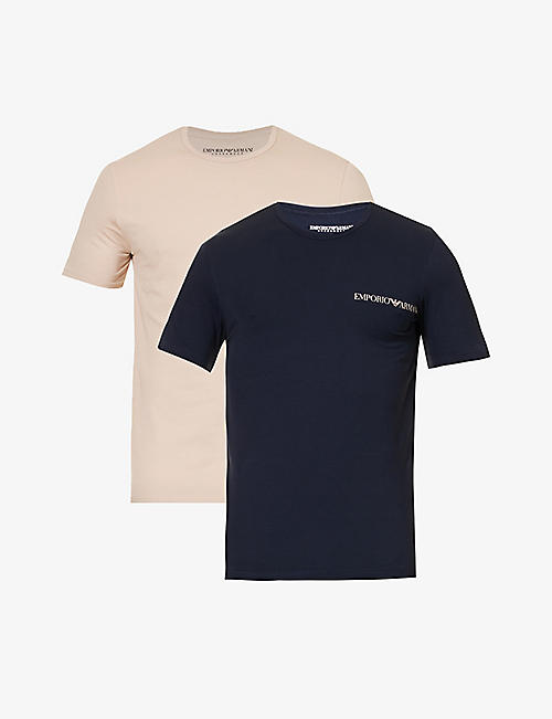 EMPORIO ARMANI: Pack of two crewneck cotton-jersey t-shirts