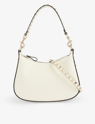 Valentino Garavani Rockstud Small Leather Shoulder Bag In Ivory