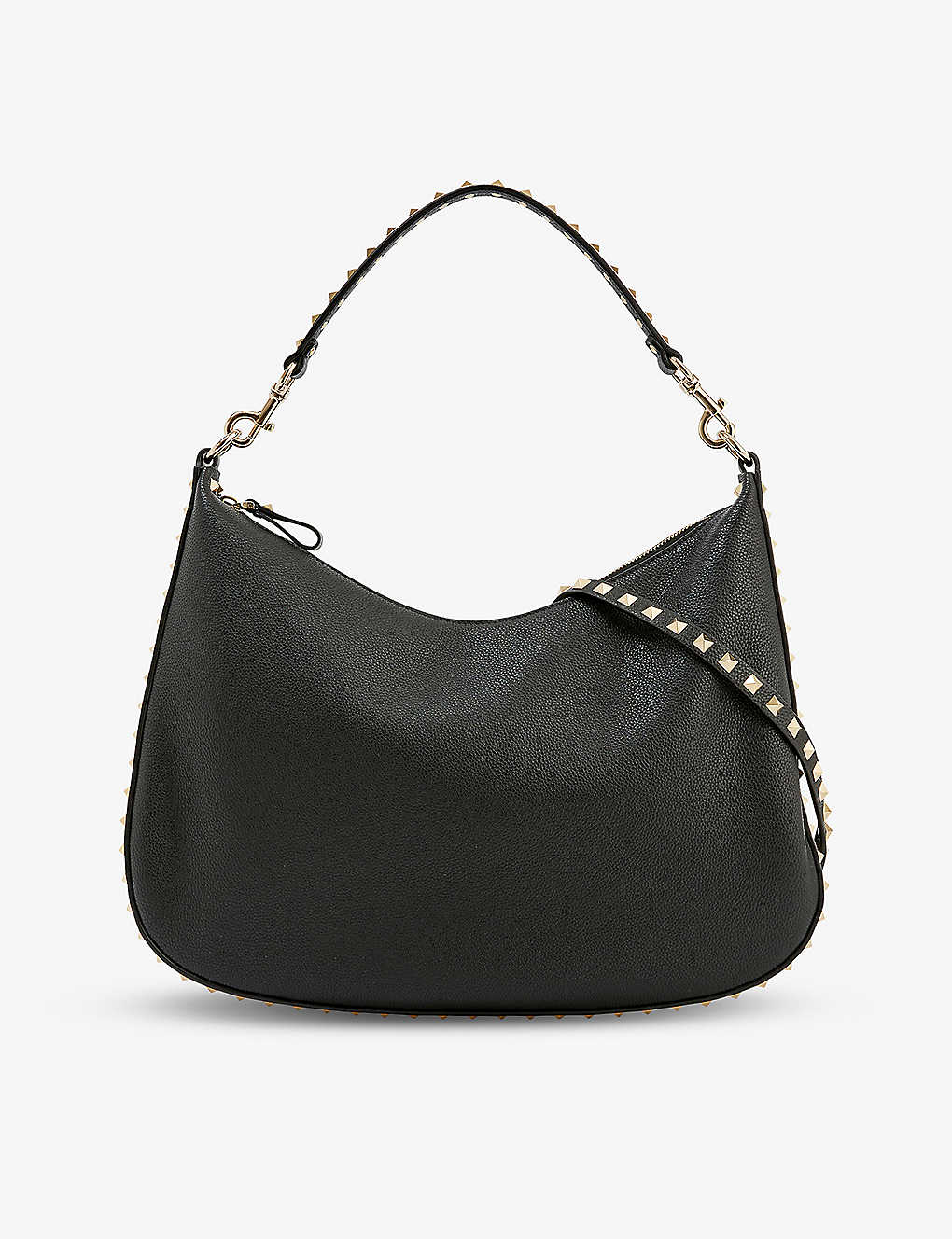 Valentino Garavani Womens Black Rockstud Small Leather Hobo Bag In Nero