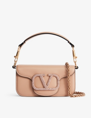 Valentino Garavani Medium V Ring Box Leather Shoulder Bag In Rose