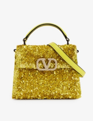 Valentino Garavani VSLING Mini Crystal-Embellished Top-Handle Bag