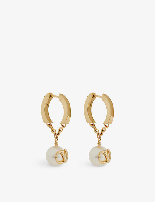 VALENTINO GARAVANI: VLOGO brass and pearl earrings