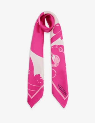 VALENTINO GARAVANI: Panther graphic-print silk scarf