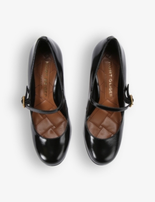 Shop Kurt Geiger London Women's Black Regent Platform-heel Leather Mary-jane Shoes