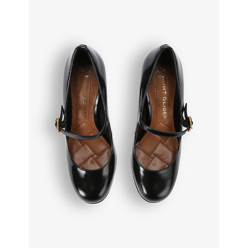 Shop Kurt Geiger Regent Platform-heel Leather Mary-jane Shoes In Black