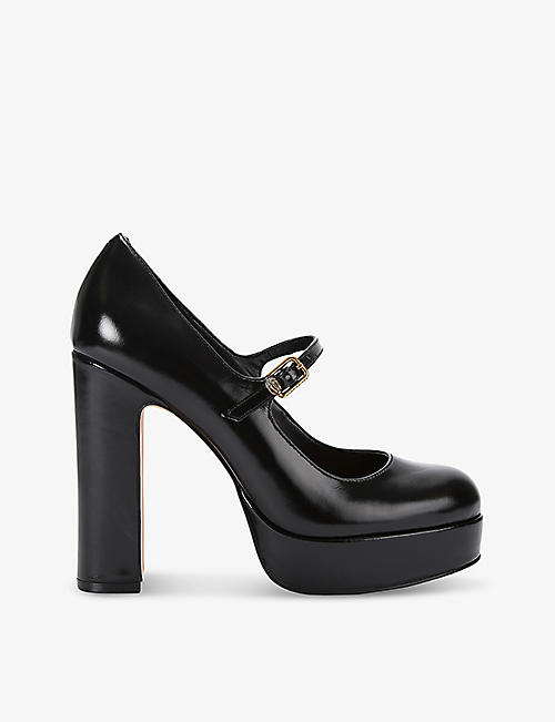 KURT GEIGER LONDON: Regent platform-heel leather Mary-Jane shoes