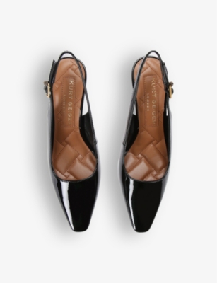 Shop Kurt Geiger Regent Quilted-insole Patent-leather Slingback Courts In Black