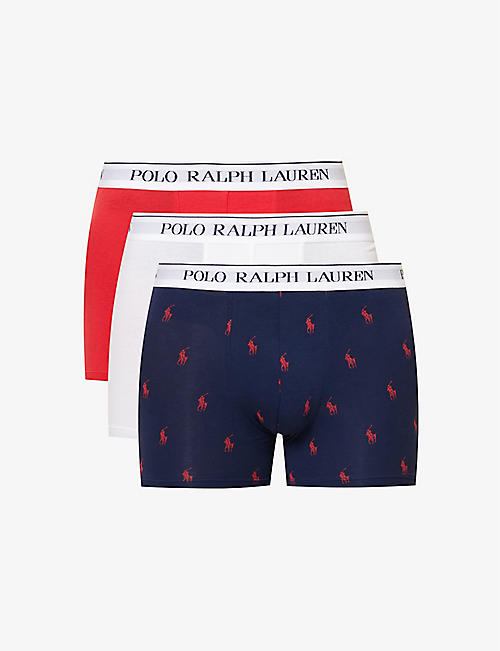 POLO RALPH LAUREN: Branded-waistband pack of three stretch-cotton trunks