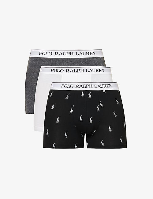 POLO RALPH LAUREN: Polo Pony logo-print pack of three stretch-cotton boxer briefs