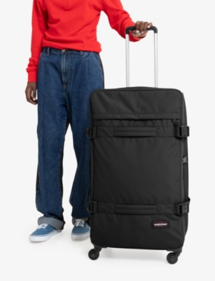 Shop Eastpak Transit'r Large Woven Suitcase 70cm In Black